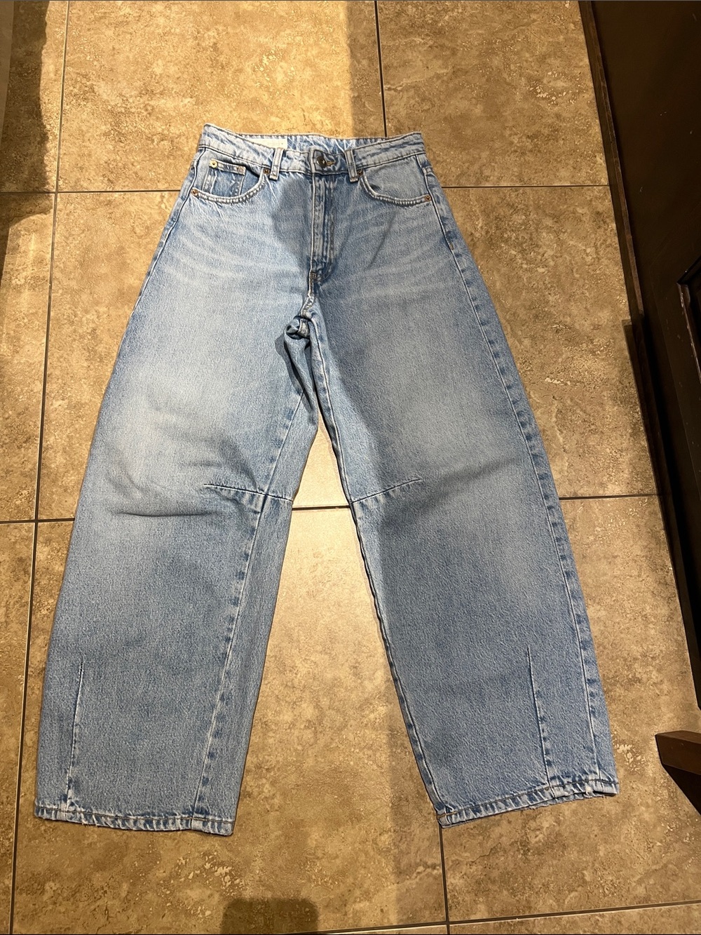 Zara Light Blue Relaxed Wide-Leg Jeans